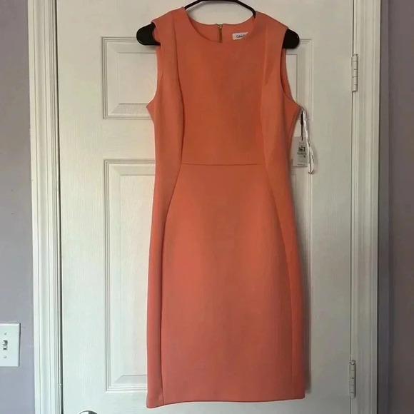 Calvin Klein Sheath Scuba Peach Dress Size 8 - Picture 6 of 9